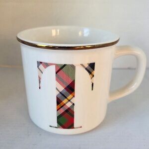 T MONOGRAM COFFEE MUG. LETTER T COFFEE MUG POTTERY BARN